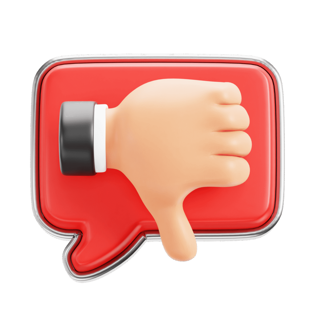3D thumbs down icon showing generic dental content failure to convert patients in Dubai