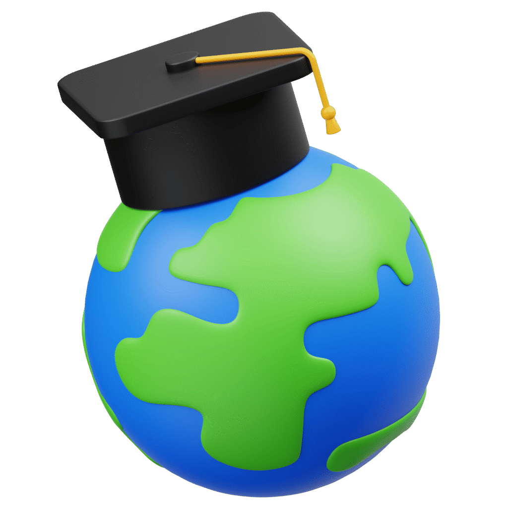 3D globe with graduation cap icon for bilingual dental content challenges English Arabic UAE market