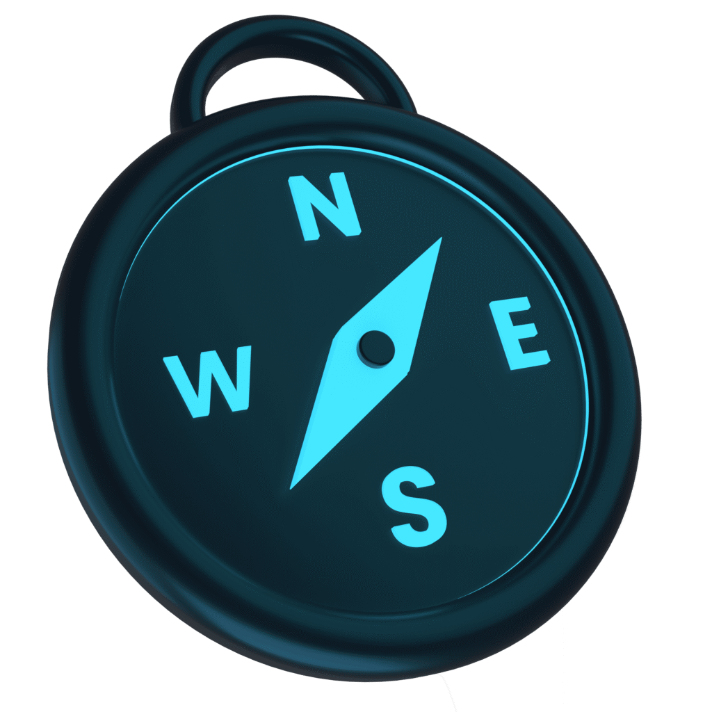 3D compass icon representing strategic direction for dental social media marketing planning in UAE