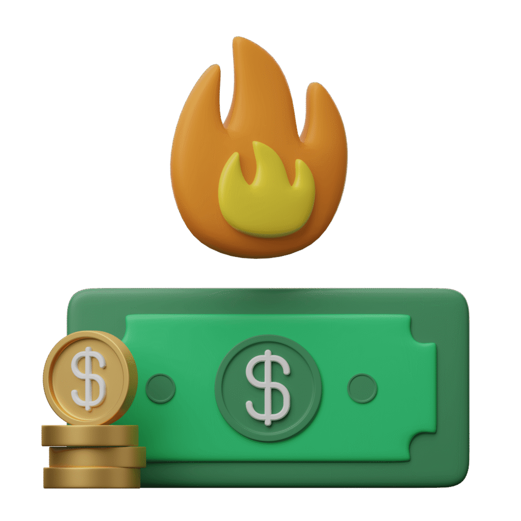 3D icon showing wasted Google Ads budget for dental practices