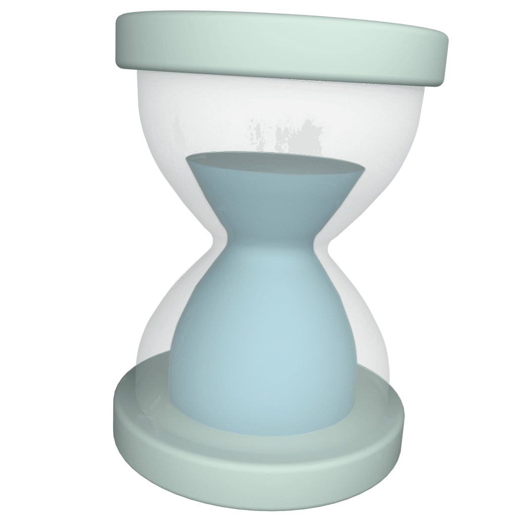 3D hourglass icon representing time management challenges for dental social media marketing in UAE